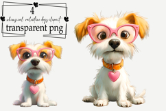 Whimsical Valentine Funny Dogs Clipart Watercolor PNG Product Image 1