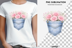 Denim pocket flowers png design for T-shirts Product Image 4