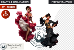 Spanish Flamenco dancer woman Clipart, Sevillana Product Image 1