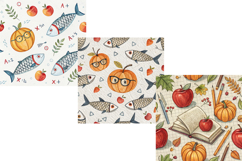 Fall Back To School Apples Seamless Pattern, Digital Paper Product Image 4
