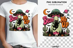 UFO black cat png design for T-shirt Product Image 4