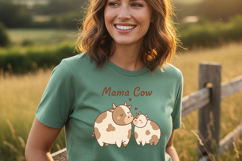 Mama Cow PNG, Cow Mom Png Design, Cute Cow and Calf Design Product Image 1