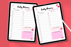 Cute Valentine Daily Planner Canva Template | Pink Product Image 4