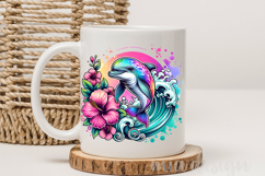 Tropical Dolphin PNG, Floral Ocean Wave Summer Sublimation Product Image 3