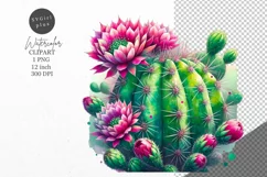 Flowers clipart, Cactus clipart, Watercolor clipart Product Image 1