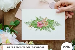 Watercolor Tropical flowers bouquet PNG Product Image 4