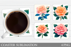 Roses Coaster Design. Roses Sublimation Product Image 1