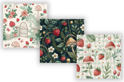 Cottagecore Strawberry Gingham Paper, Seamless Watercolor Product Image 4