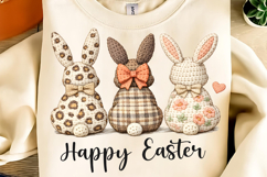 Happy Easter PNG Coquette Easter Bunny, Faux yarn Bunny PNG Product Image 1