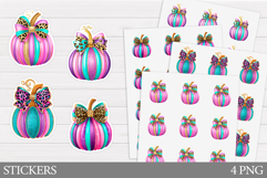 Pumpkin Sticker Printable. Pumpkin Bow Sticker Design Product Image 1