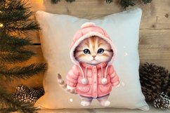 Winter Cute Pink Cat Clipart Sublimation, Christmas Pink PNG Product Image 4
