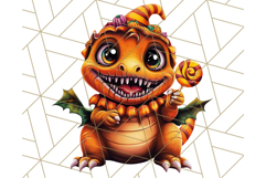 Bright Halloween Dinosaur PNG Clipart with Holiday Elements Product Image 4