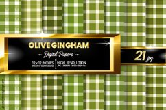 Olive Gingham Digital Papers 21Variations Product Image 1