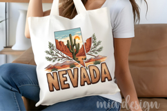 Nevada State Map PNG, Vintage Desert Cactus Sublimation Product Image 4