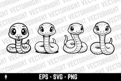 Vector drawing of a cute happy friendly coiled cartoon snake Product Image 4