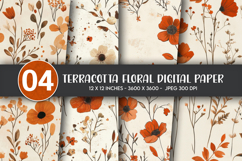 Terracotta Floral Digital Paper Product Image 1