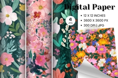Flower Pattern Background Wallpaper Digital Paper_29 Product Image 1