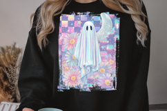 Iridescent Floral Halloween Ghost PNG Product Image 3