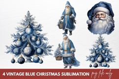 Vintage Blue Christmas Sublimation Clipart Product Image 1