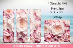 3d Peony flowers Tumbler Design 20 oz. PNG. Product Image 5
