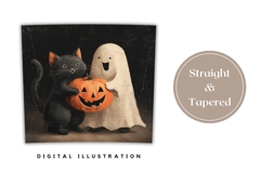 Cartoon Halloween Cat Tumbler, Halloween Ghost Tumbler Product Image 4