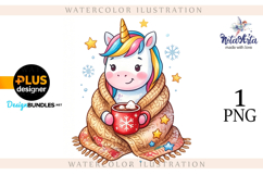 Christmas Unicorn Watercolor Illustration Product Image 1