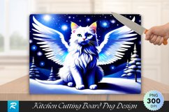 Angel Cat in a Snowy Landscape Cutting Board PNG Product Image 1