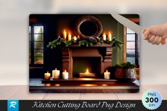 Rustic Mantle with Natural Greenery Candles Cutting Board Product Image 1