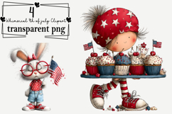 Whimsical 4th of July Clipart Watercolor PNG Product Image 1