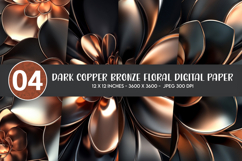 Dark Copper Bronze Floral Digital Paper Product Image 1