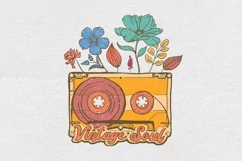 Vintage soul png, Cassette tape with wildflowers png, Retro Product Image 4