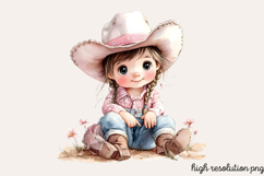 Little Cowgirl Clipart Sublimation PNG Product Image 1