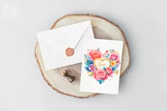 Watercolor Flower Love. 2 PNG watercolor floral clipart Product Image 4