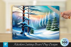 Winter Forest and Snowflakes Cutting Board PNG Design Product Image 1