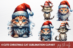 Cute Christmas Cats Clipart Sublimation Product Image 1
