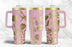 40oz Tumbler laser svg Wildflowers and Dragonflies wrap Product Image 4