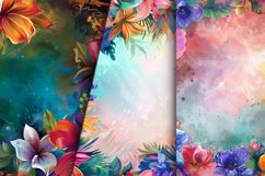 Colorful Floral Frame Painting Digital Paper Bundle Product Image 4