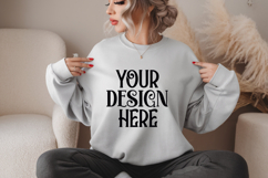 Ash Gildan 18000 Sweatshirt Mockup,G18000 Crewneck Sweatshir Product Image 1