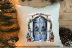 Christmas Door Watercolor Clipart, Christmas Door PNG Product Image 4