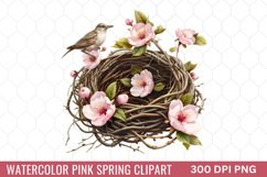 Watercolor Pink Spring Clipart Product Image 1