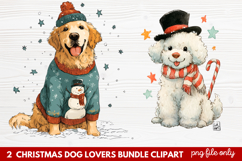2 Christmas Dog Lovers Clipart | Festive Holiday Puppy PNG Product Image 1