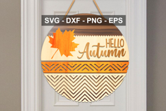 Hello Autumn Round Door Sign SVG | Layered Fall File Product Image 3