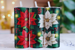 Merry Christmas Flower Tumbler Wrap | Christmas Wrap Product Image 1