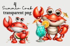 Whimsical Summer Crab Clipart Watercolor png Product Image 1