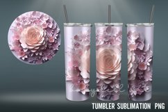 Rose 3D Tumbler Sublimation Design PNG I Papercut 3D Tumble Product Image 4