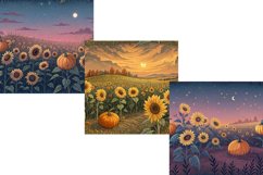 Golden Hour Sunflower Field Seamless Pattern, Digital Paper Product Image 4