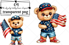 Whimsical 4th of july teddy bear clipart Watercolor PNG Product Image 1