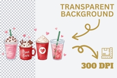 Valentine Coffee PNG, Cute Coffee Drinks Clipart, True Love Product Image 4