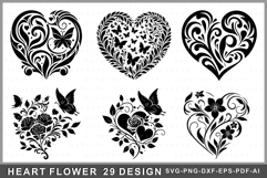 Floral Heart SVG Bundle, Flowers SVG bundle, Valentines Day Product Image 4