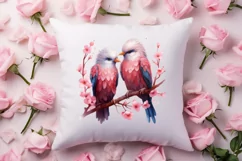 Valentine Kissing Birds Clipart, Valentine Couplet Product Image 4